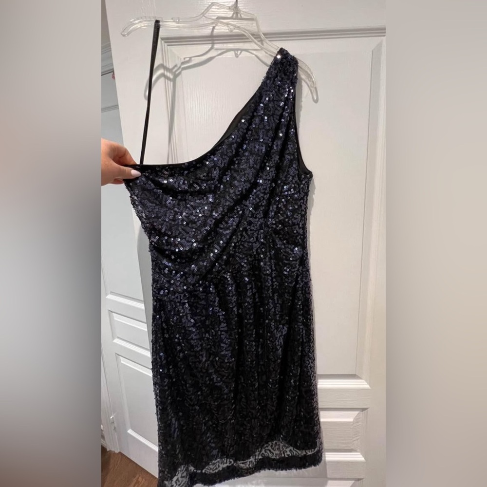 Black Asymmetrical Sequin One Shoulder Gown